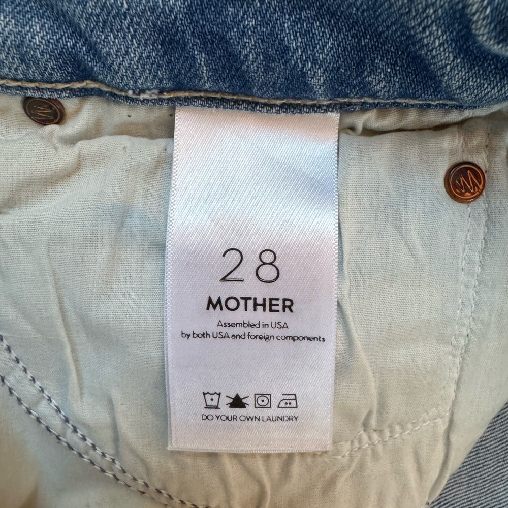 MOTHER Light Blue Distressed Denim Jean Shorts - Picture 4 of 6
